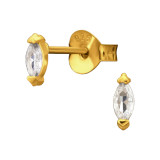 Marquise Gold Plated - 925 Sterling Silver Stud Earrings with CZ SD50628