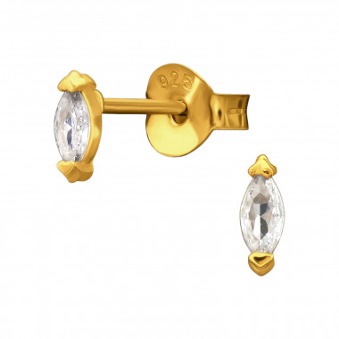 Marquise Gold Plated - 925 Sterling Silver Stud Earrings with CZ SD50628