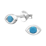 Evil Eye - 925 Sterling Silver Stud Earrings with CZ SD50668