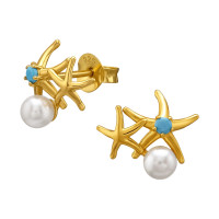 Starfish - 925 Sterling Silver Stud Earrings with CZ SD50669 Starfish - 925 Sterling Silver Stud Earrings with CZ SD50669