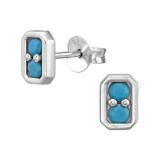 Square - 925 Sterling Silver Stud Earrings with CZ SD50670