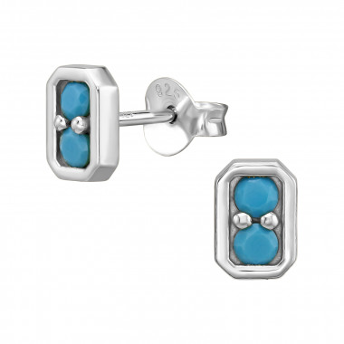 Square - 925 Sterling Silver Stud Earrings with CZ SD50670