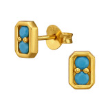 Octagon - 925 Sterling Silver Stud Earrings with CZ SD50671