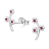 Flower - 925 Sterling Silver Stud Earrings with CZ SD50675