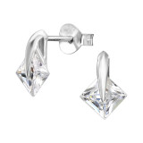 Square - 925 Sterling Silver Stud Earrings with CZ SD50682