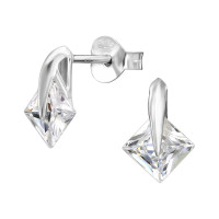 Square - 925 Sterling Silver Stud Earrings with CZ SD50682