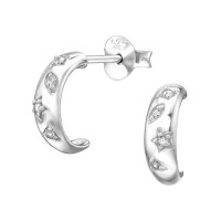 Geometrical - 925 Sterling Silver Stud Earrings with CZ SD50686