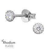 3.5Mm Round Rhodium Plated - 925 Sterling Silver Stud Earrings with CZ SD50700 3.5Mm Round Rhodium Plated - 925 Sterling Silver Stud Earrings with CZ SD50700