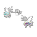 Unicorn Silhouette - 925 Sterling Silver Stud Earrings with CZ SD50719