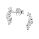 Botanical Climber - 925 Sterling Silver Stud Earrings with CZ SD50974