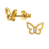 Cut-Out Butterfly - 925 Sterling Silver Stud Earrings with CZ SD51190