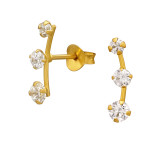 Curved Wire - 925 Sterling Silver Stud Earrings with CZ SD51193