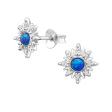 10mm Sun - 925 Sterling Silver Stud Earrings with CZ SD51212