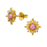 10mm Sun - 925 Sterling Silver Stud Earrings with CZ SD51213