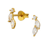 Leaves 10mm - 925 Sterling Silver Stud Earrings with CZ SD51221