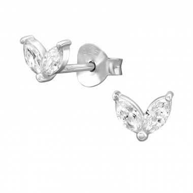 Natural Organic Veins - 925 Sterling Silver Stud Earrings with CZ SD51224