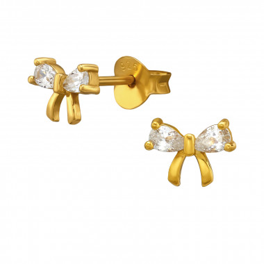 7.5Mm Bow - 925 Sterling Silver Stud Earrings with CZ SD51233