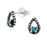 Beaded Teardrop - 925 Sterling Silver Stud Earrings with CZ SD51382