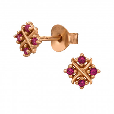 Cross Over X - 925 Sterling Silver Stud Earrings with CZ SD51401