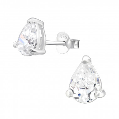 Tear Drop - 925 Sterling Silver Stud Earrings with CZ SD5165
