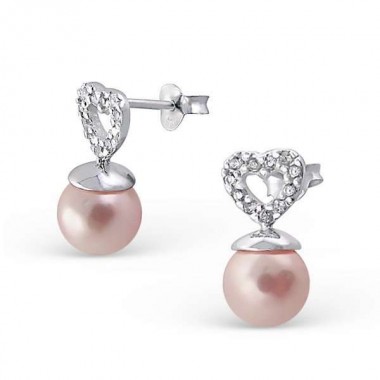 Heart - 925 Sterling Silver Stud Earrings with CZ SD5575