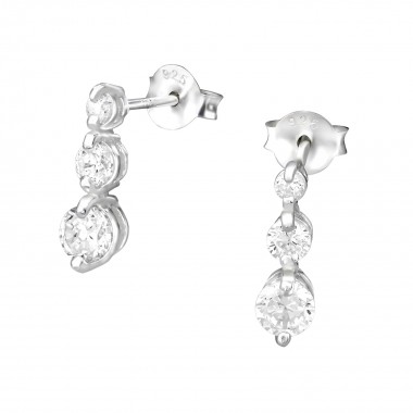 Hanging - 925 Sterling Silver Stud Earrings with CZ SD5582