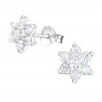 Snowflake - 925 Sterling Silver Stud Earrings with CZ SD7876 Snowflake - 925 Sterling Silver Stud Earrings with CZ SD7876