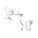 Butterfly - 925 Sterling Silver Stud Earrings with CZ SD8365
