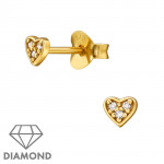Heart - 925 Sterling Silver Diamond Ear Studs SD49857 Heart - 925 Sterling Silver Diamond Ear Studs SD49857