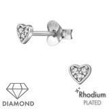 Heart - 925 Sterling Silver Diamond Ear Studs SD49858