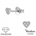 Heart - 925 Sterling Silver Diamond Ear Studs SD49858 Heart - 925 Sterling Silver Diamond Ear Studs SD49858