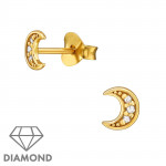 Moon - 925 Sterling Silver Diamond Ear Studs SD49859 Moon - 925 Sterling Silver Diamond Ear Studs SD49859