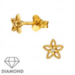 Flower - 925 Sterling Silver Diamond Ear Studs SD49861 Flower - 925 Sterling Silver Diamond Ear Studs SD49861