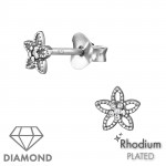 Flower - 925 Sterling Silver Diamond Ear Studs SD49862 Flower - 925 Sterling Silver Diamond Ear Studs SD49862