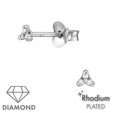 Triangular Cluster - 925 Sterling Silver Diamond Ear Studs SD49864