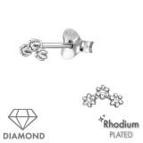 Flower - 925 Sterling Silver Diamond Ear Studs SD49866