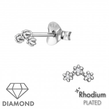Flower - 925 Sterling Silver Diamond Ear Studs SD49866