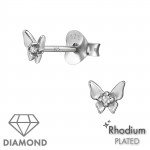 Butterfly - 925 Sterling Silver Diamond Ear Studs SD49868 Butterfly - 925 Sterling Silver Diamond Ear Studs SD49868