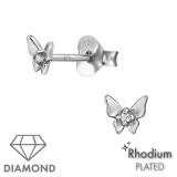 Butterfly - 925 Sterling Silver Diamond Ear Studs SD49868