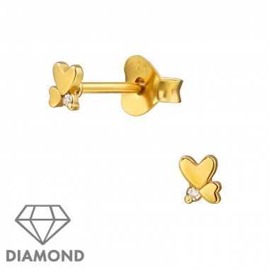 Connected Hearts - 925 Sterling Silver Diamond Ear Studs SD49869