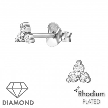 Flower - 925 Sterling Silver Diamond Ear Studs SD49872