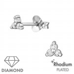 Flower - 925 Sterling Silver Diamond Ear Studs SD49872 Flower - 925 Sterling Silver Diamond Ear Studs SD49872