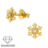 Snowflake - 925 Sterling Silver Diamond Ear Studs SD49873