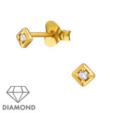 3mm Square - 925 Sterling Silver Diamond Ear Studs SD49877