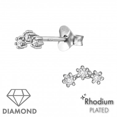 Cluster - 925 Sterling Silver Diamond Ear Studs SD49880