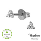 Triangular Cluster Rhodium Plated - 925 Sterling Silver Diamond Ear Studs SD51311