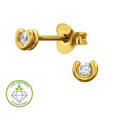 C-Shape Gold Plated - 925 Sterling Silver Diamond Ear Studs SD51336
