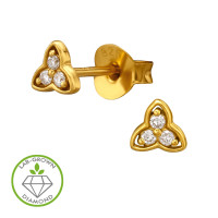 Trefoil Gold Plated - 925 Sterling Silver Diamond Ear Studs SD51509 Trefoil Gold Plated - 925 Sterling Silver Diamond Ear Studs SD51509
