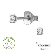 U-Shaped Curved Channel Rhodium Plated - 925 Sterling Silver Diamond Ear Studs SD51514 U-Shaped Curved Channel Rhodium Plated - 925 Sterling Silver Diamond Ear Studs SD51514
