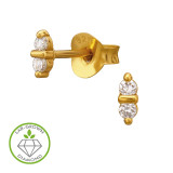 Dual-Circular Gold Plated - 925 Sterling Silver Diamond Ear Studs SD51534